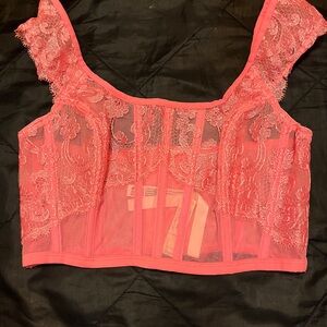 Victoria's Secret dream angels Coral Lace Longline Bralette M-DD NWT